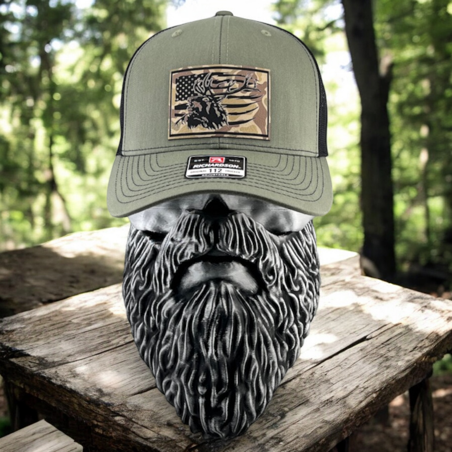 Elk US Flag Richardson 112 Trucker Hat