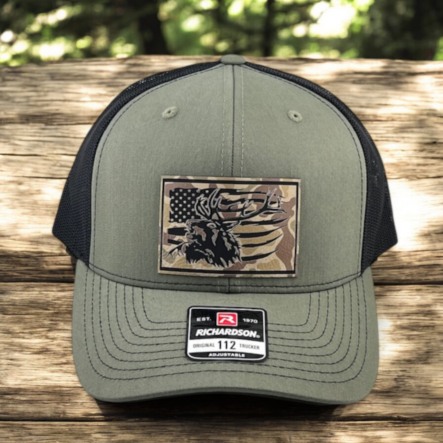 Elk US Flag Richardson 112 Trucker Hat
