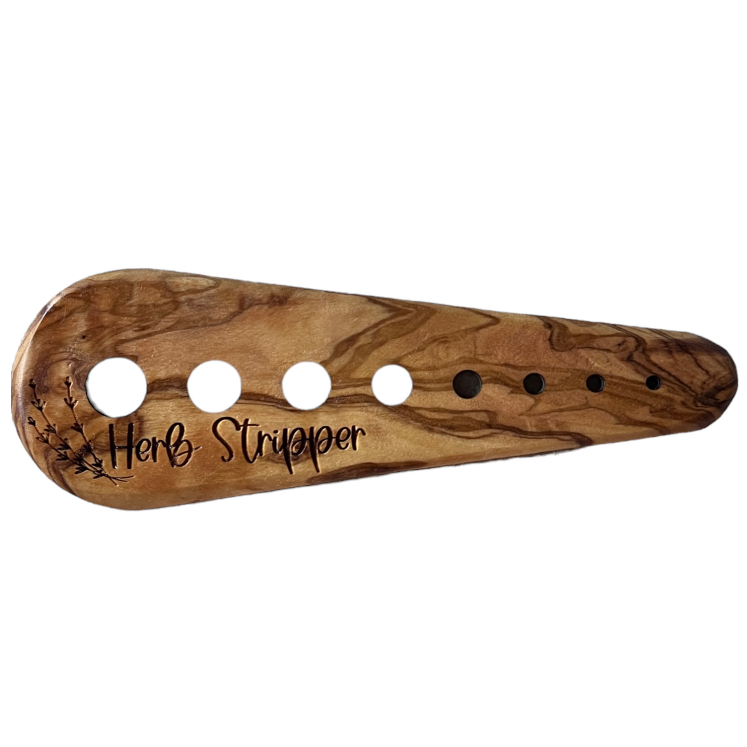 Personalized Herb Stripping Tool in Elegant Olive Wood