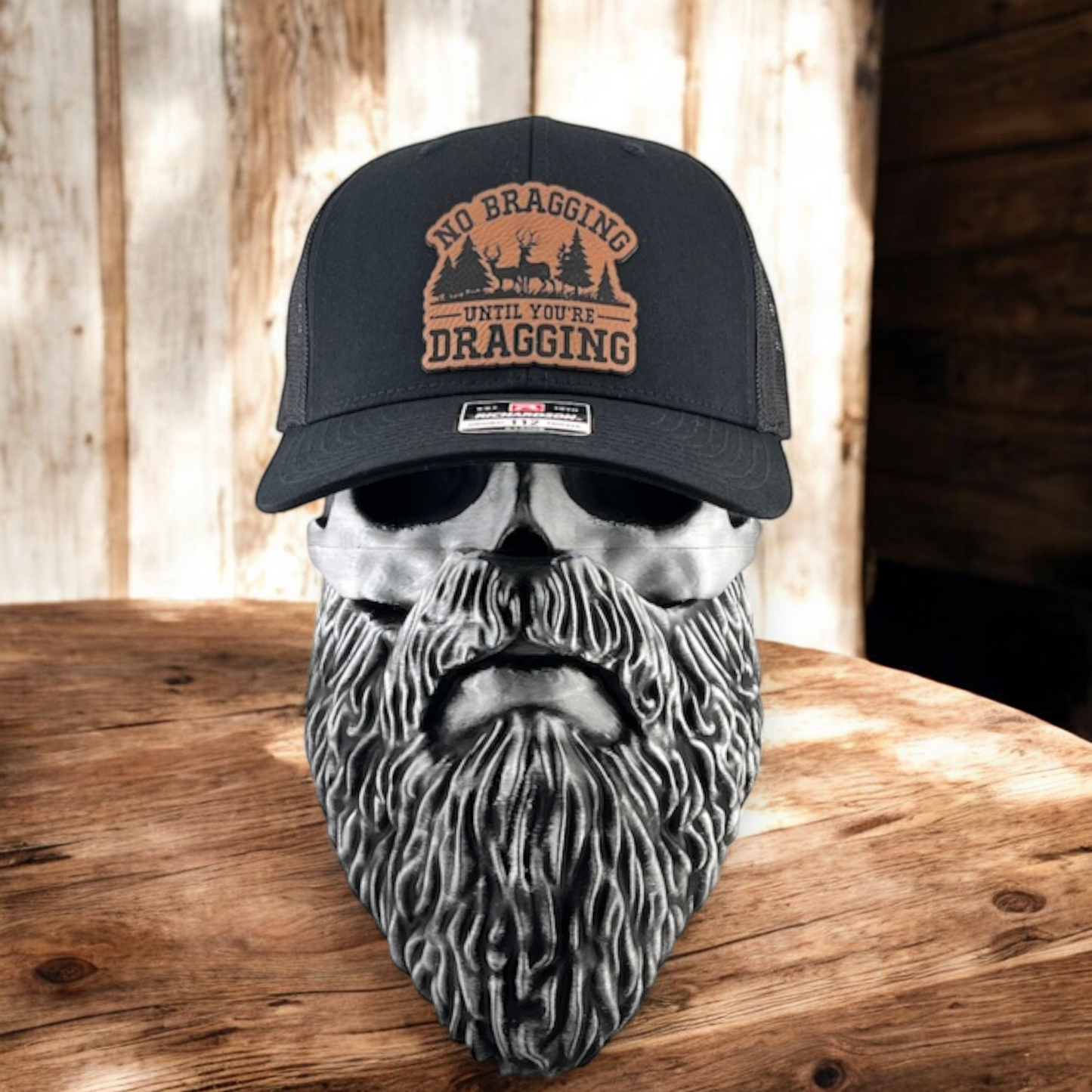 No Bragging Until Your Dragging Richardson 112 Patch Trucker Hat