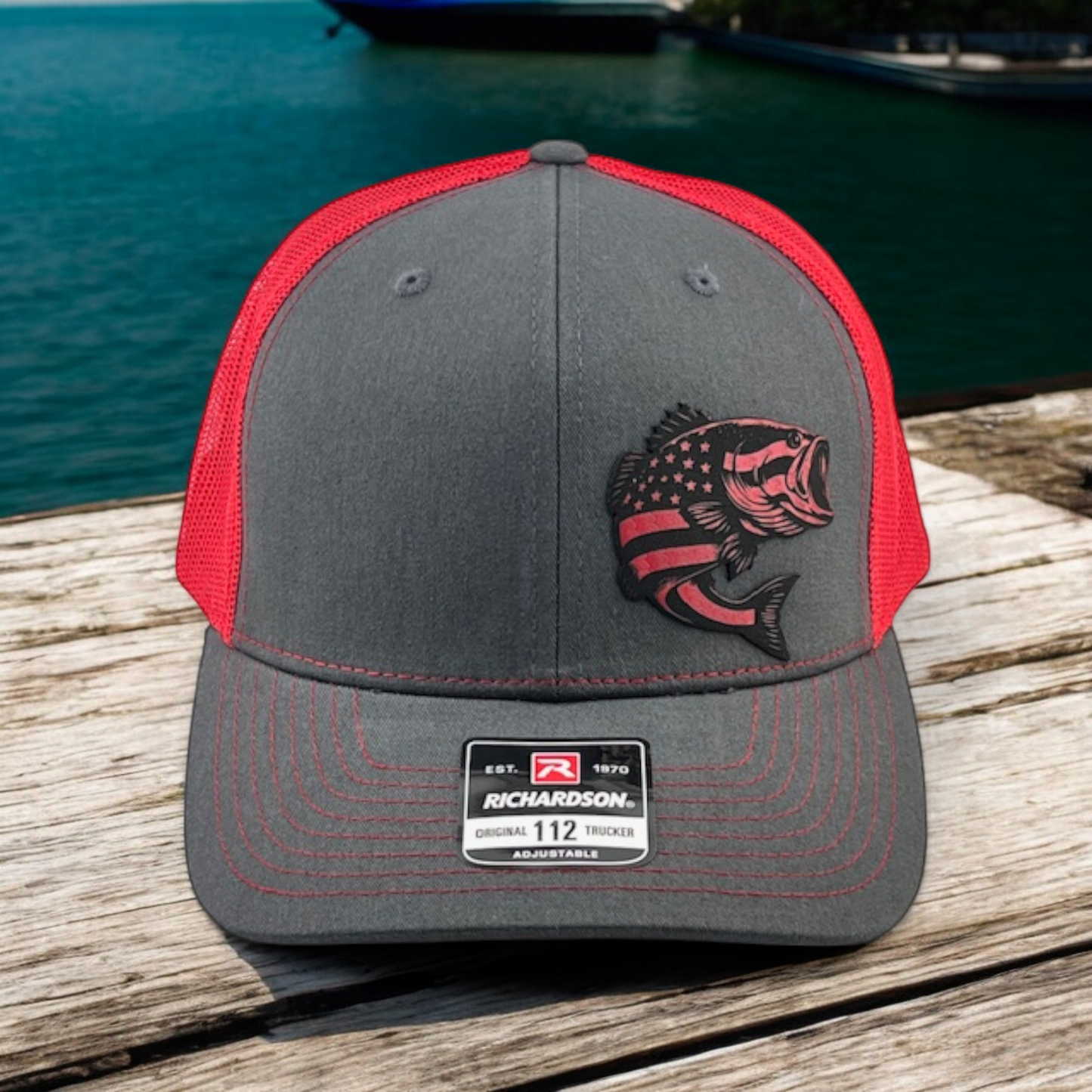 American Flag Bass Fish - Richardson 112 Patch Trucker Hat