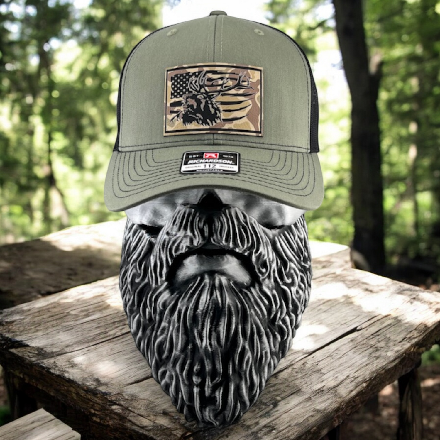 Elk US Flag Richardson 112 Trucker Hat