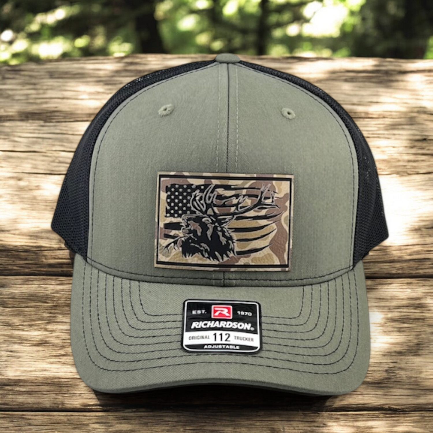 Elk US Flag Richardson 112 Trucker Hat