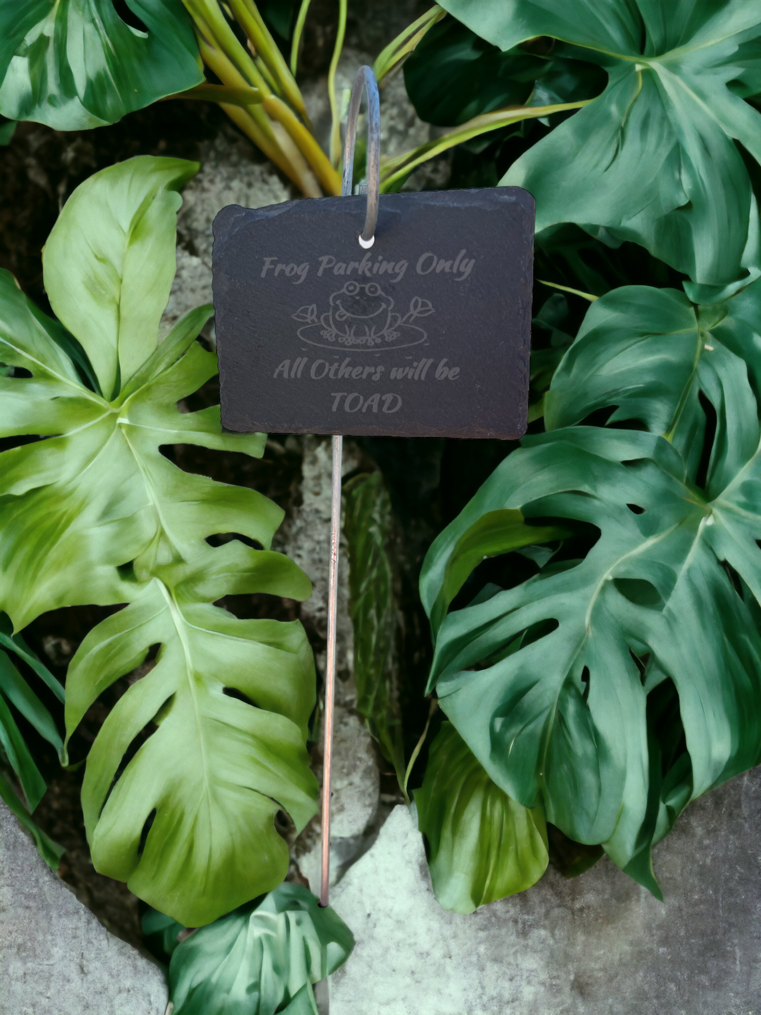 Frog Parking Funny Slate Plant Marker