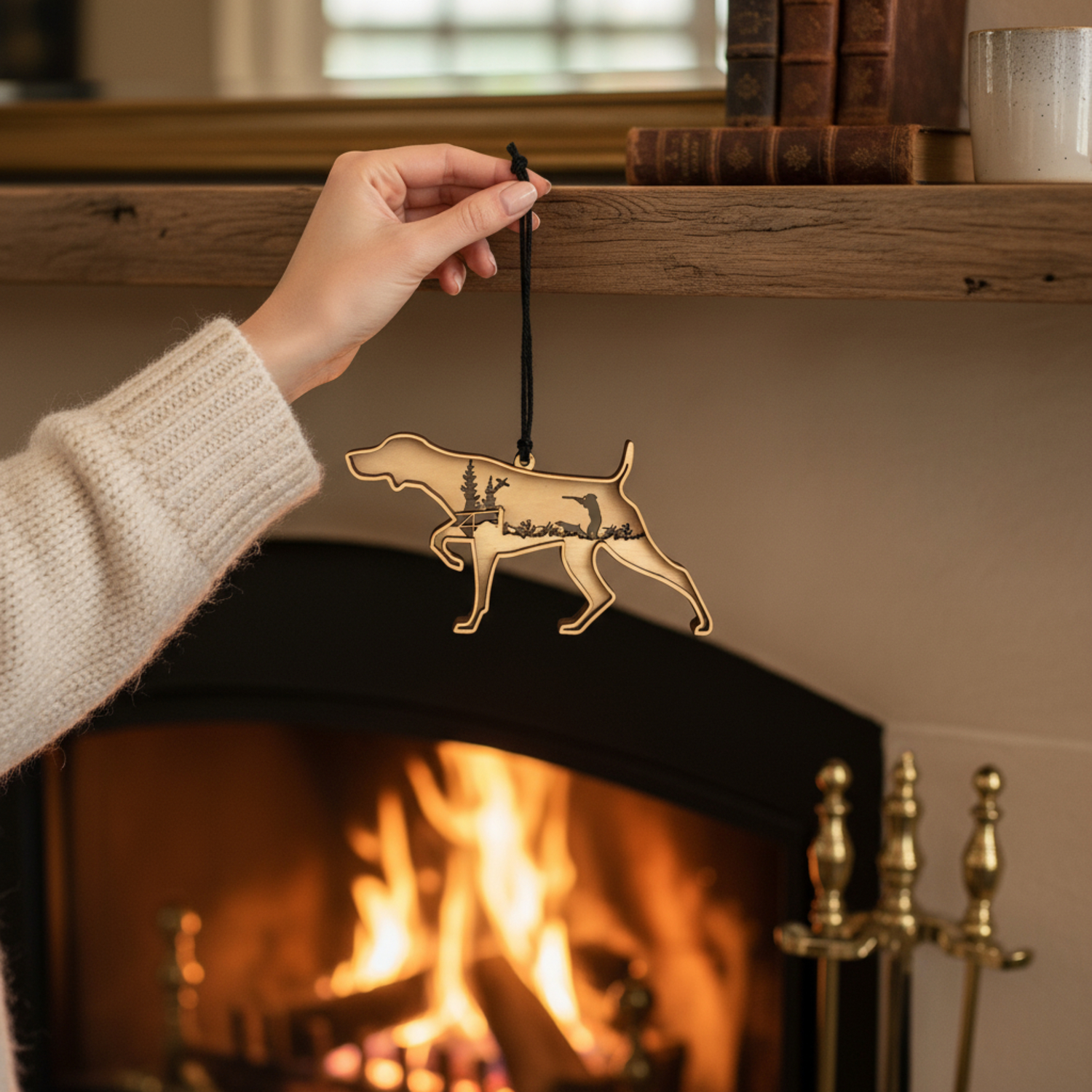 German Shorthaired Pointer Hunting Ornament - Wood Layered Design