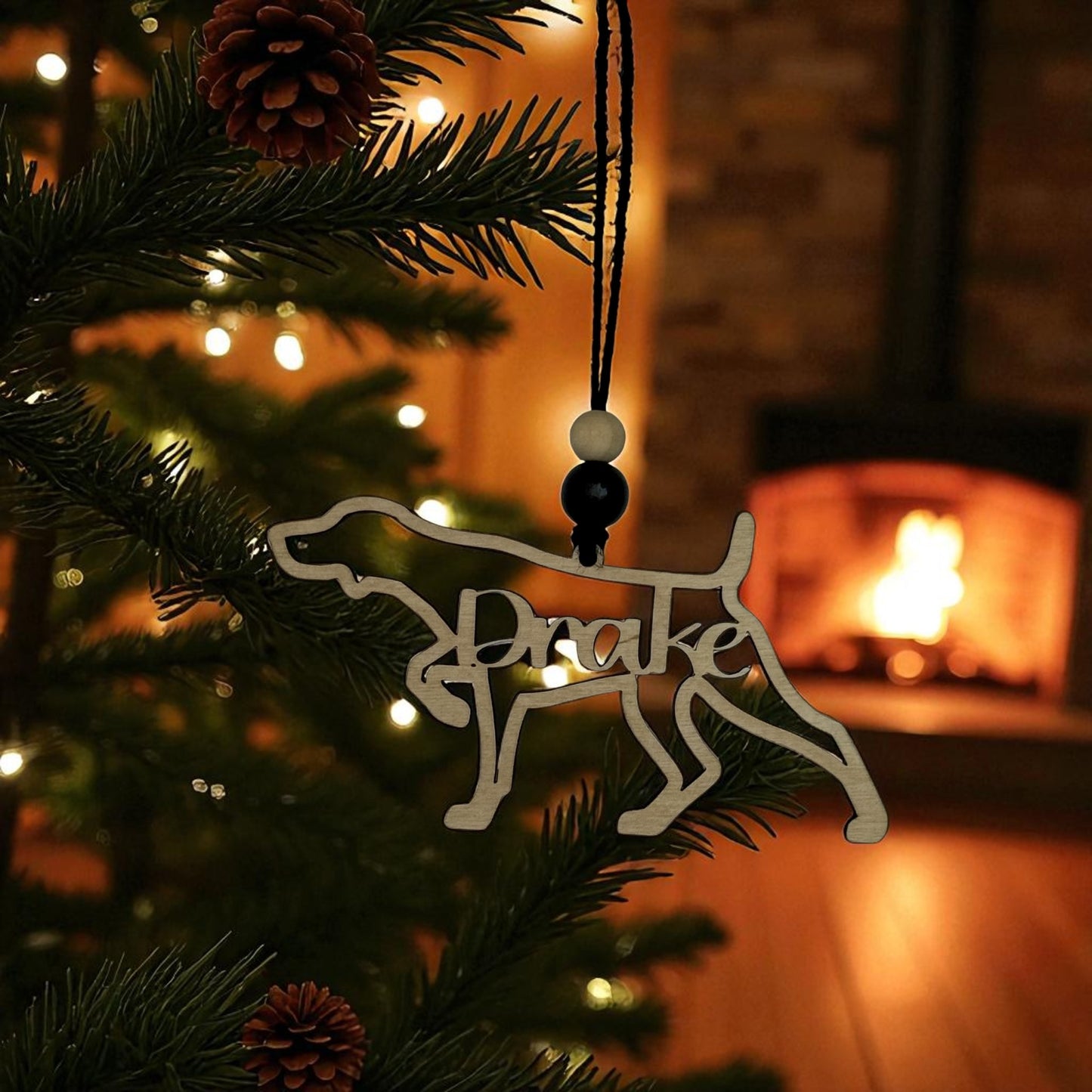 Custom Dog Ornament - GSP, Labrador, Wirehaired Pointer - Personalized Pet Name
