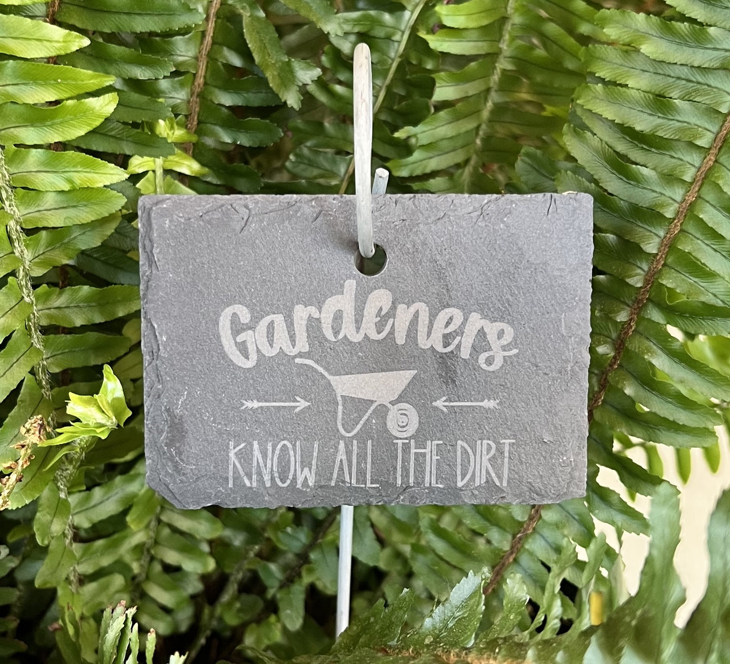 Slate Plant Marker - Engraved with 'Gardeners Know All the Dirt' - Unique Gift for Green Thumbs