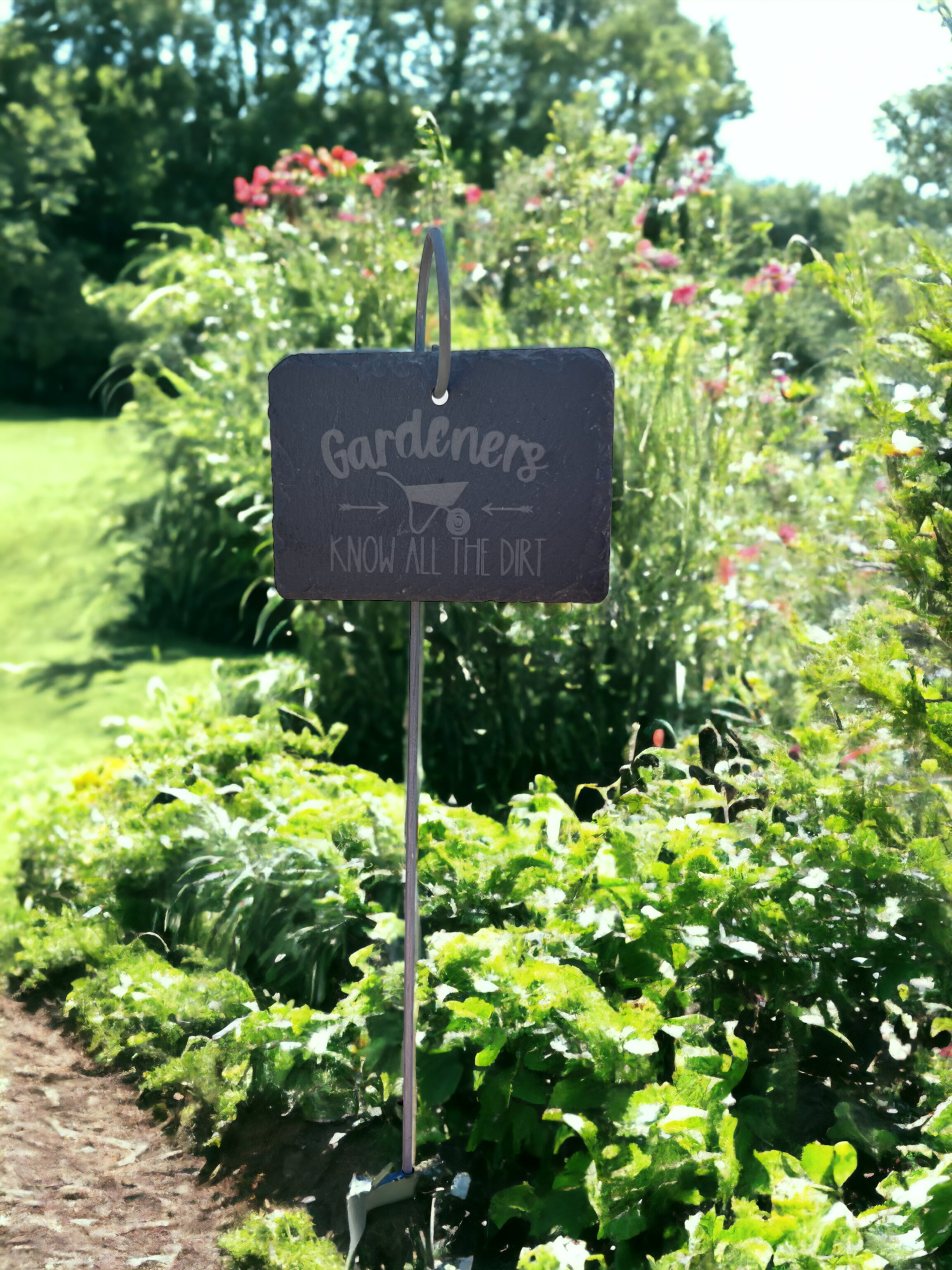 Slate Plant Marker - Engraved with 'Gardeners Know All the Dirt' - Unique Gift for Green Thumbs