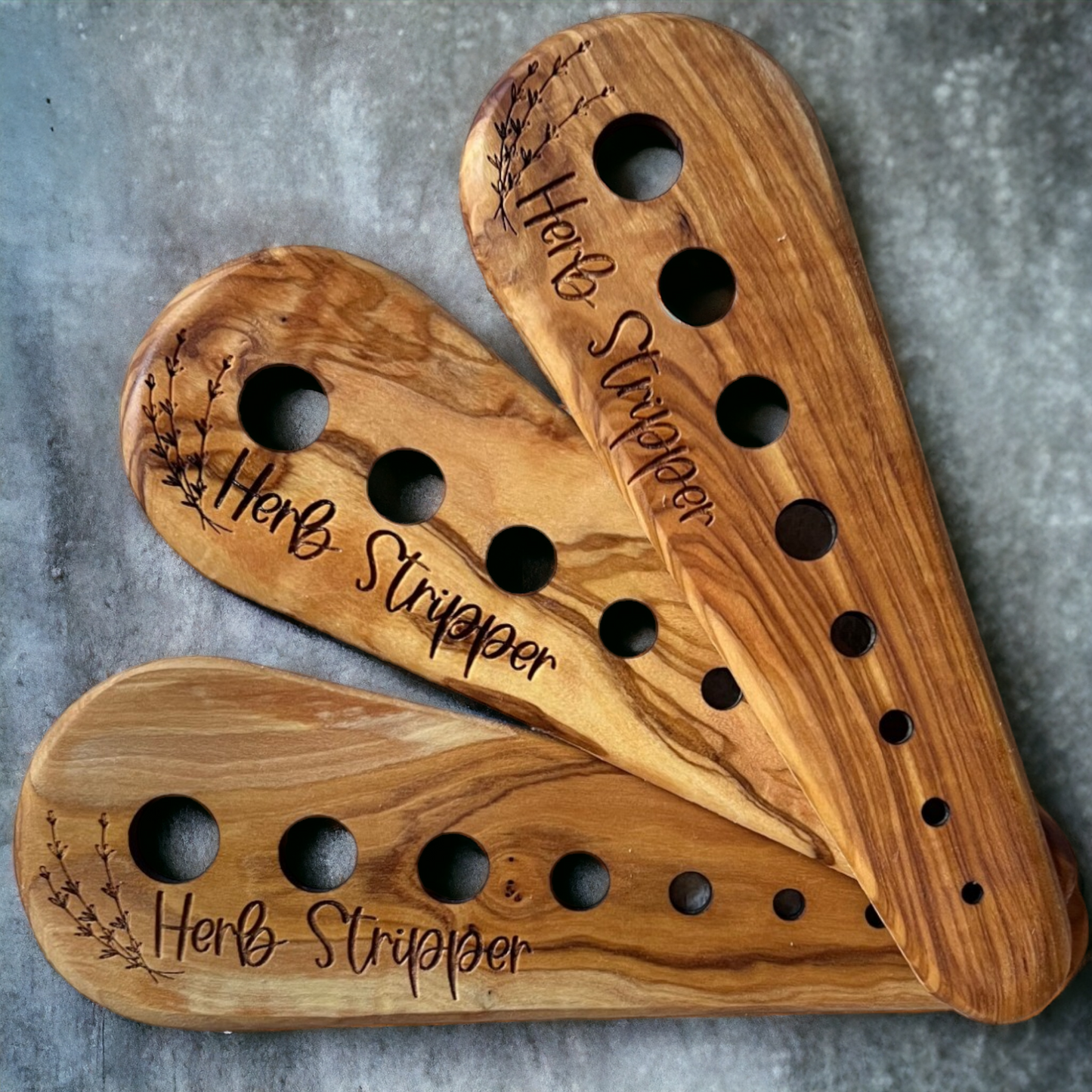 Personalized Herb Stripping Tool in Elegant Olive Wood