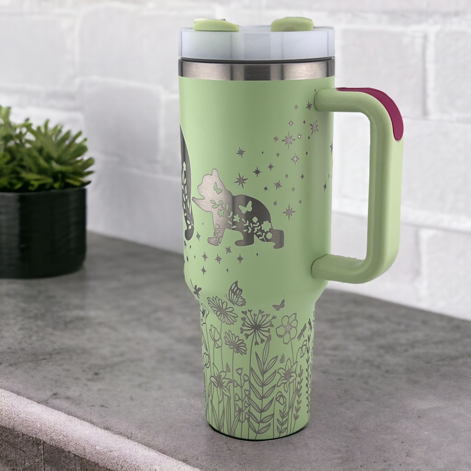 40 oz. Mama Bear Insulated Tumbler with handle - Engraved 360°