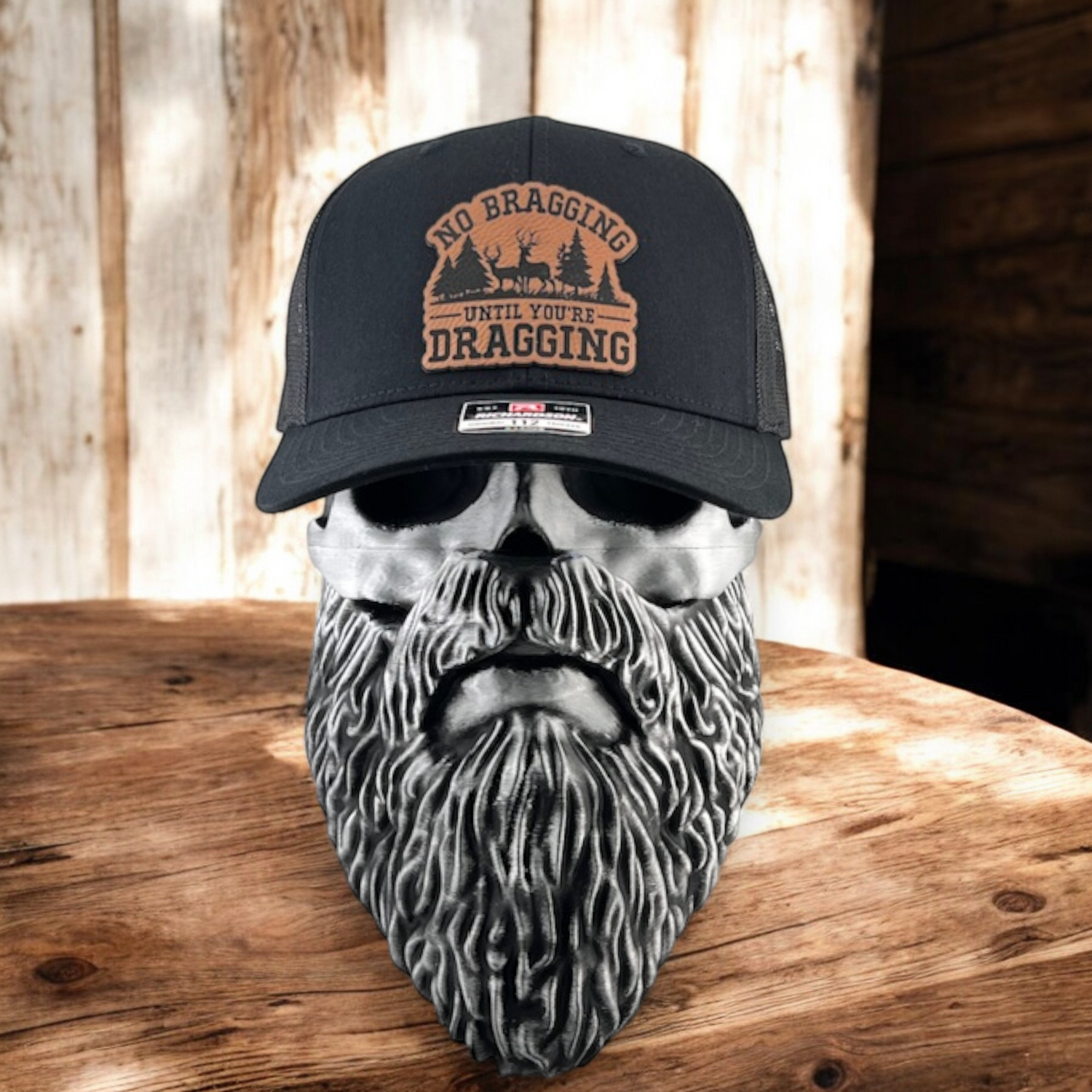 No Bragging Until Your Dragging Richardson 112 Patch Trucker Hat