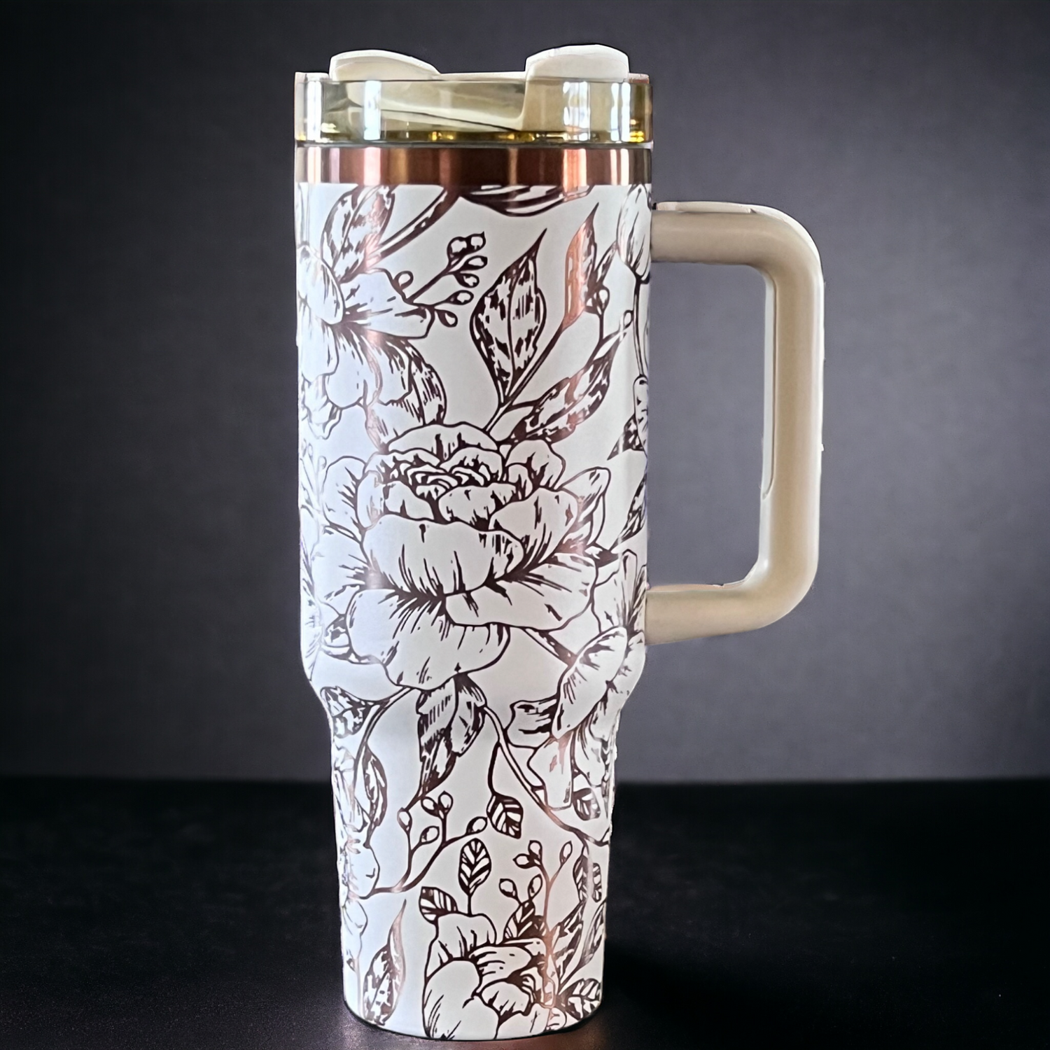 40 oz. Peony Tumbler Engraved 360°