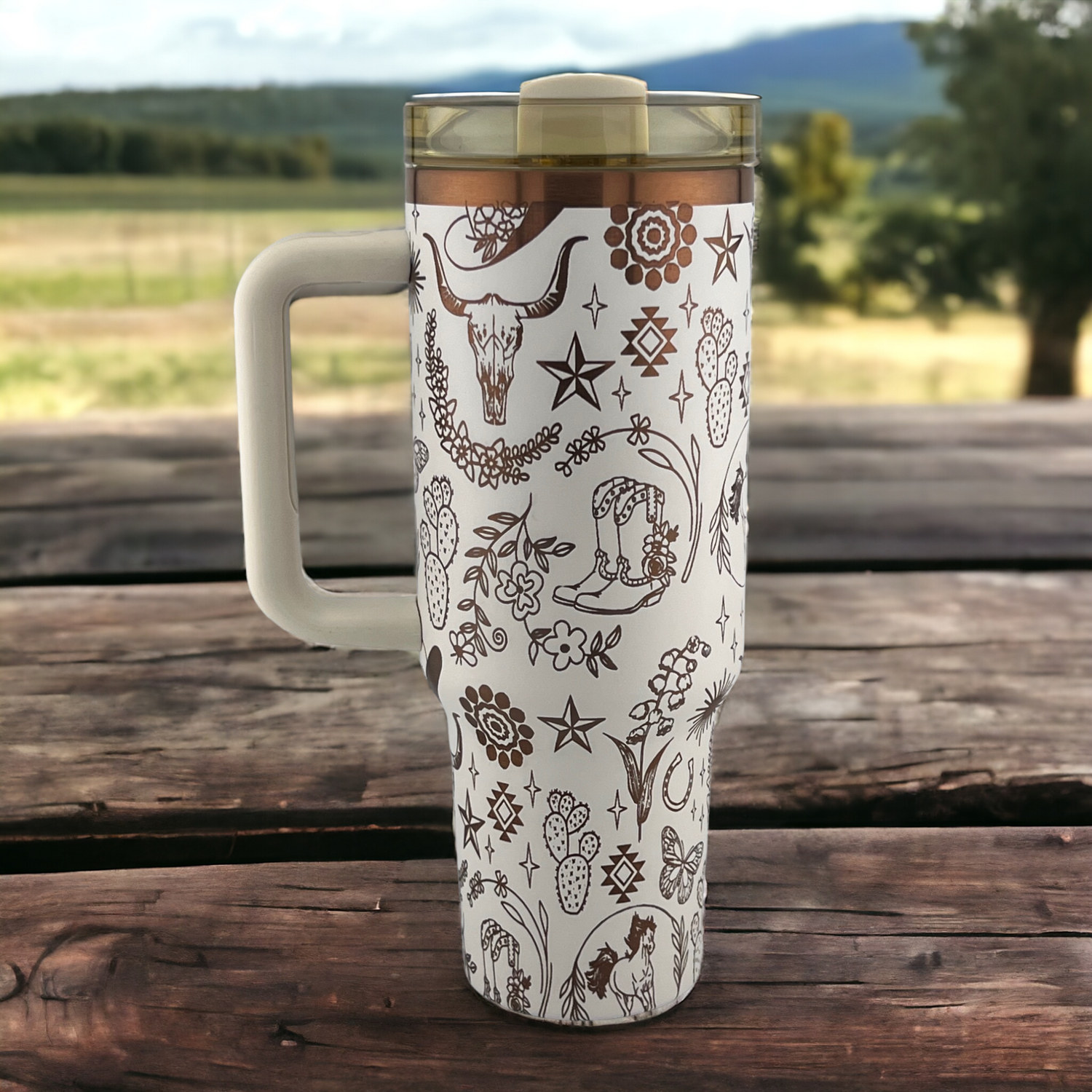 40 oz. Western Tumbler Engraved 360°