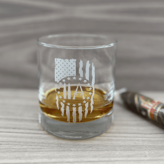 2A American Flag - Engraved Whiskey Glass