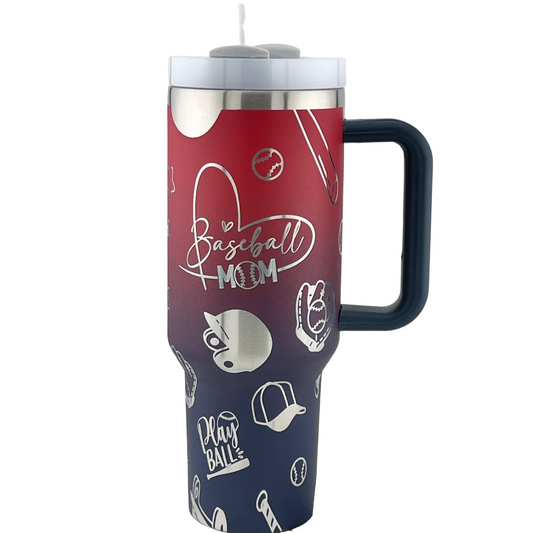 40oz. Baseball Mom Full Wrap Tumbler - we can also replace the baseball mom heart with any of the other designs on this page.