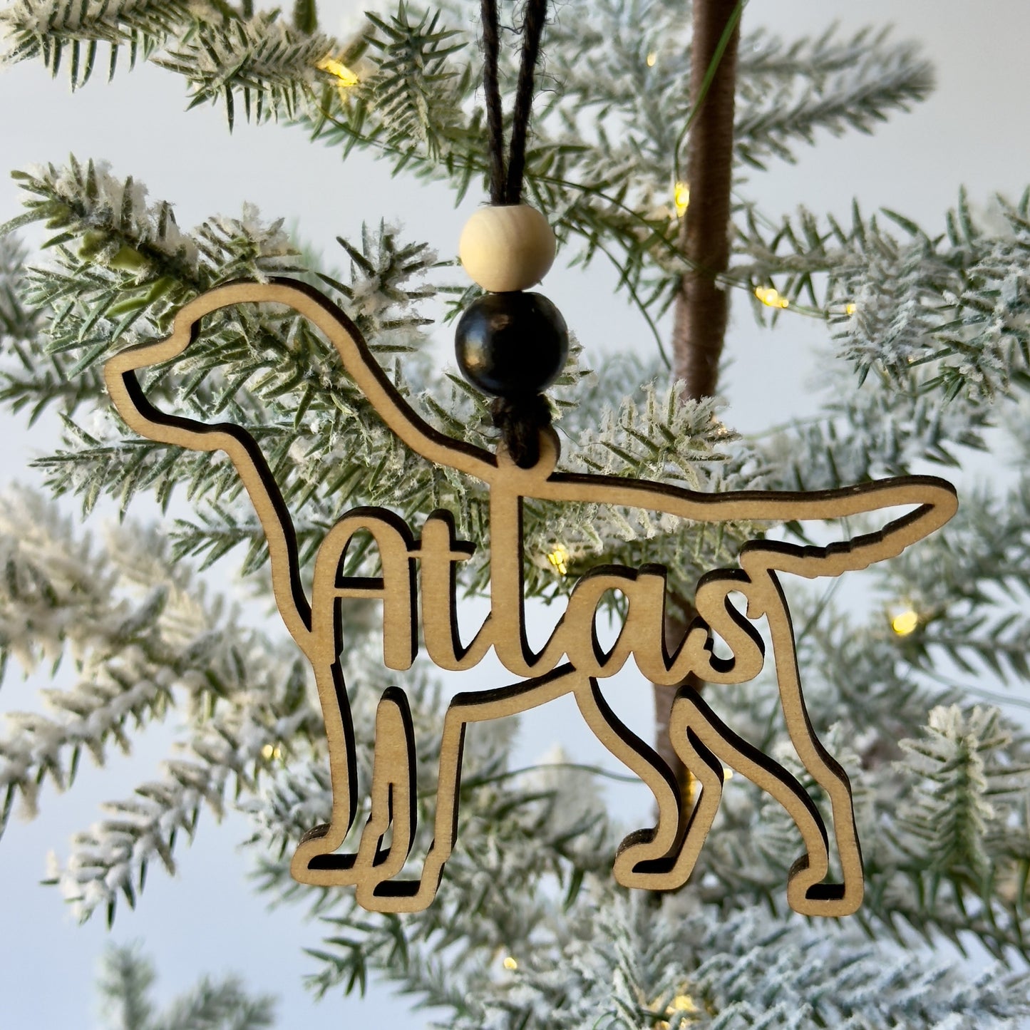 Custom Dog Ornament - GSP, Labrador, Wirehaired Pointer - Personalized Pet Name