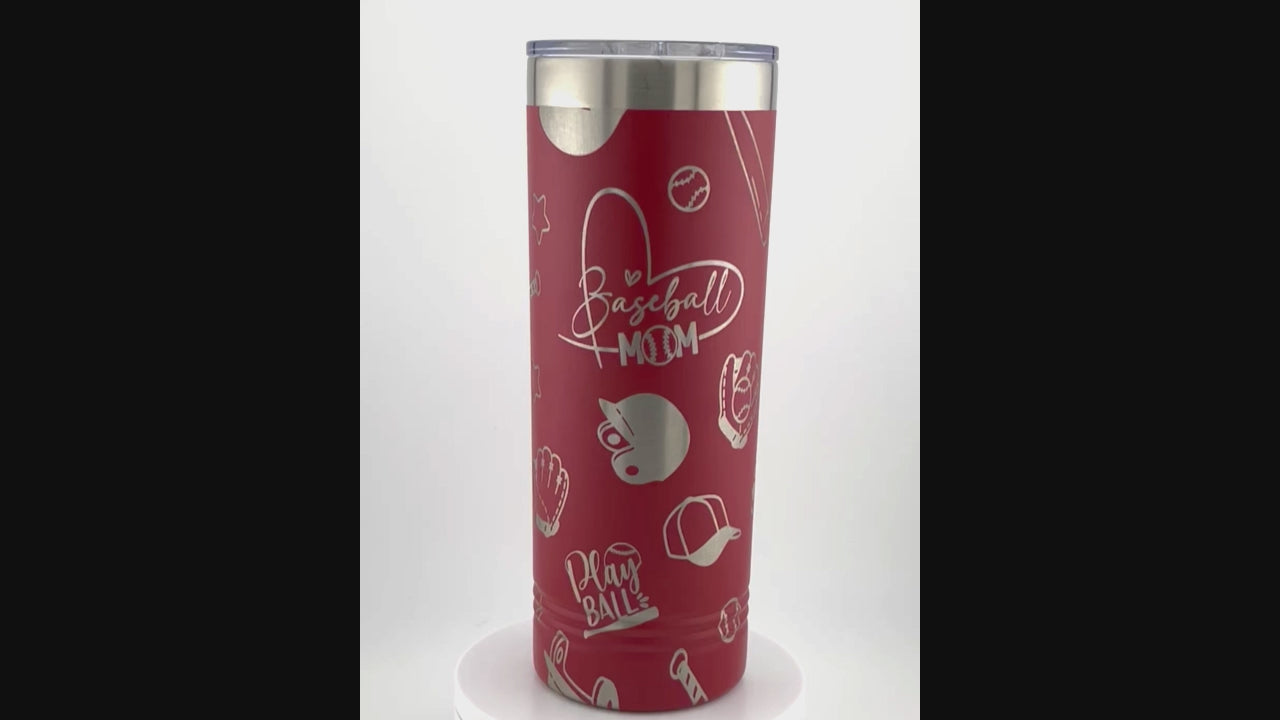Baseball Mom 360° Engraved 22 oz. Skinny Tumbler