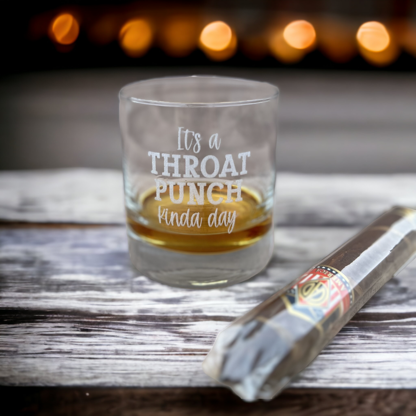 It's a Throat Punch Kinda Day - Engraved Whiskey Glass